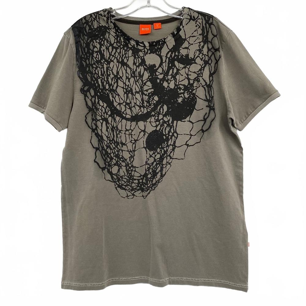 Hugo Boss Gray Black Graphic Short Sleeve Tee | Men’s Regular L